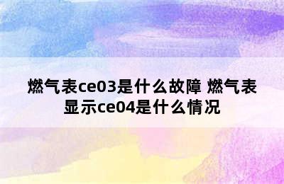 燃气表ce03是什么故障 燃气表显示ce04是什么情况